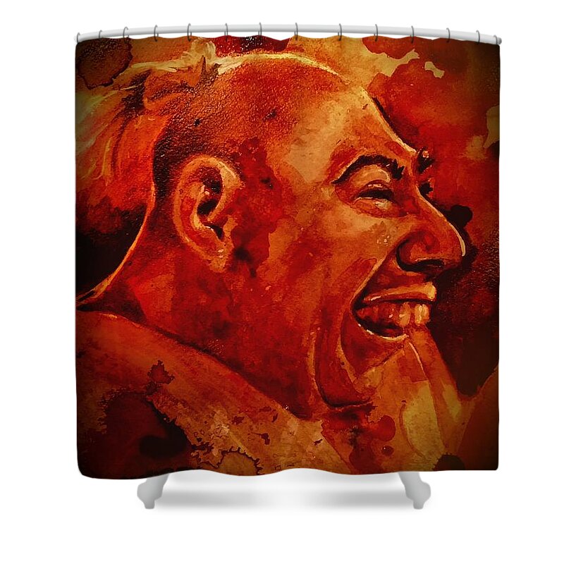 Schlitzie Shower Curtain featuring the painting Schlitzie / Pinhead by Ryan Almighty