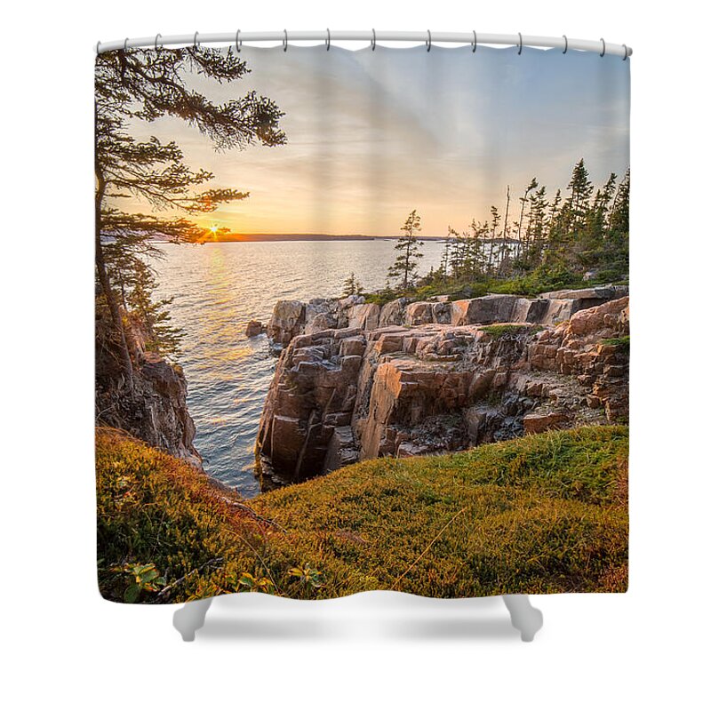 Schoodic Point Shower Curtain featuring the photograph Schoodic Point Sunset by Humble Valley Photography