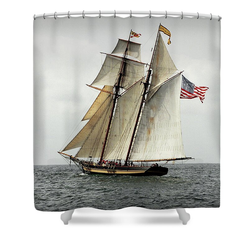 Windjammers Shower Curtain featuring the photograph Schooner Pride of Baltimore II by Fred LeBlanc
