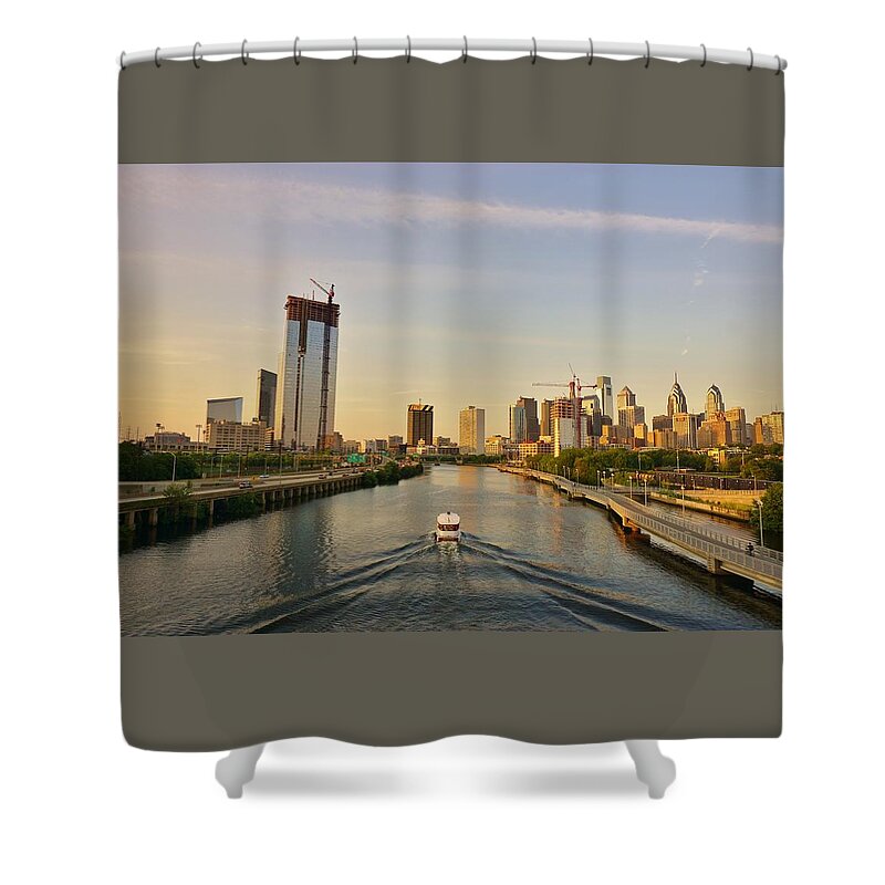 Philadelphia Shower Curtain featuring the photograph Schuylkill River in Philadelphia by Ed Sweeney
