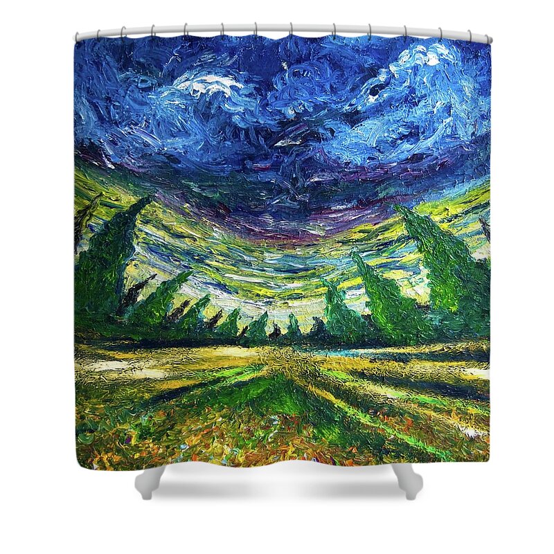 Sci-fi Shower Curtain featuring the painting Sci-fi fish-eye by Chiara Magni