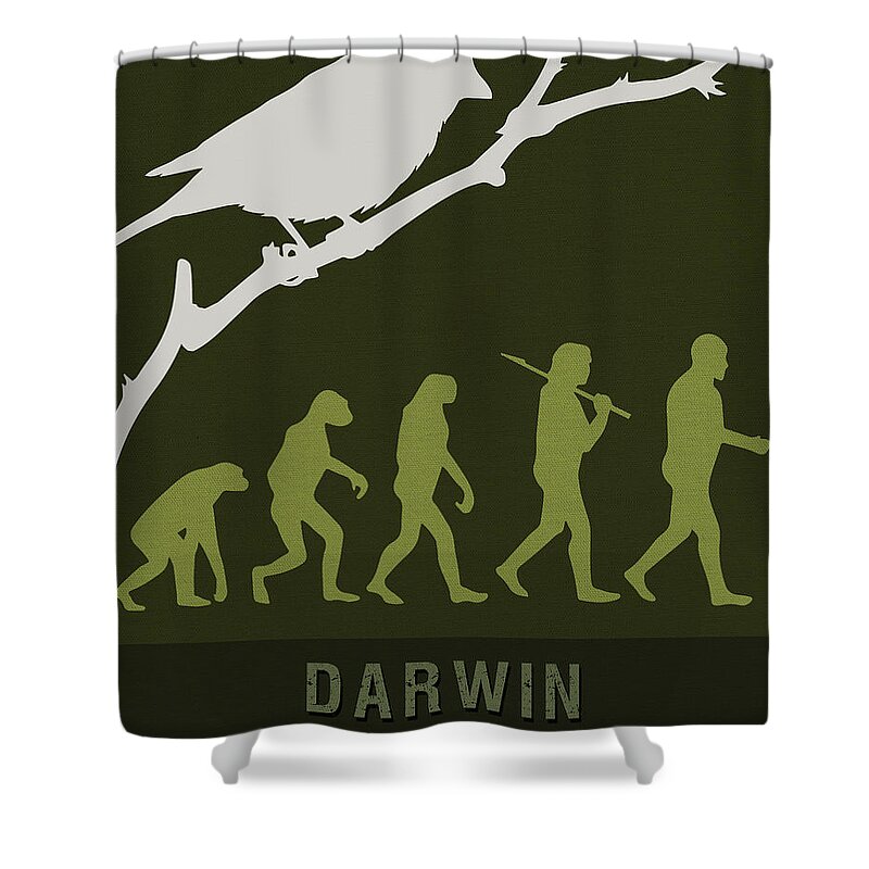 Darwin Shower Curtain featuring the mixed media Science Posters - Charles Darwin - Biologist, Naturalist by Studio Grafiikka
