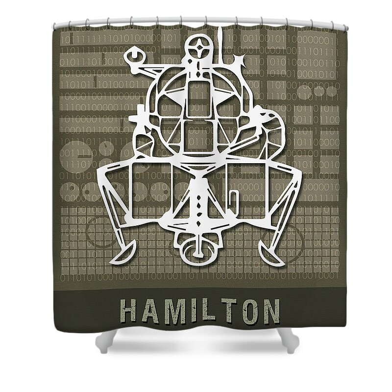 Hamilton Shower Curtain featuring the mixed media Science Posters - Margaret Hamilton, Computer Scientist, Engineer by Studio Grafiikka