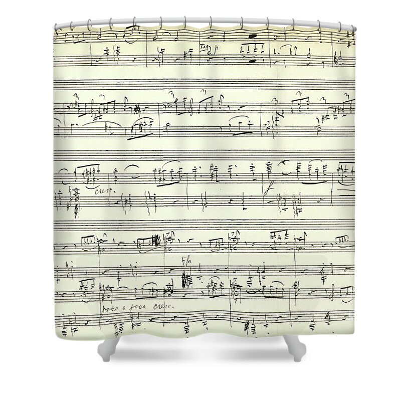 Swan Lake Shower Curtain featuring the drawing Score for the opening of Swan Lake by Tchaikovsky by Tchaikovsky