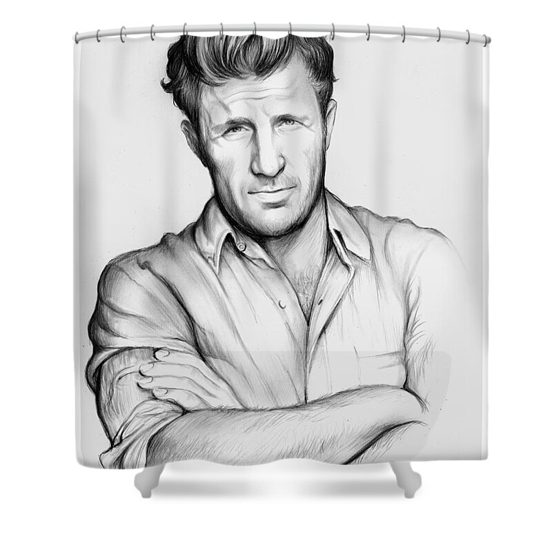 Celebrity Shower Curtain featuring the drawing Scott Caan by Greg Joens