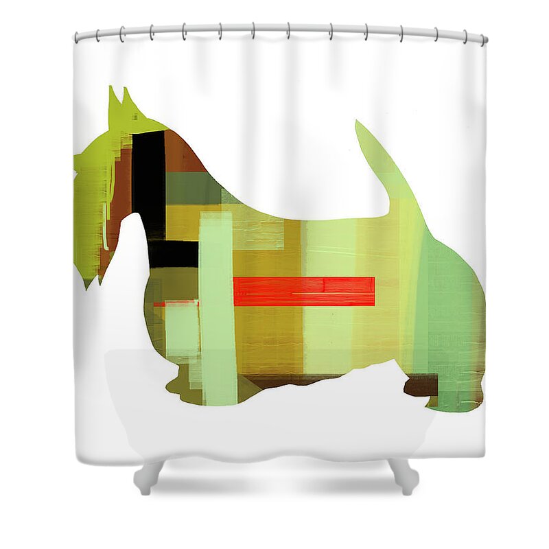 Scottish Terrier Shower Curtain featuring the painting Scottish Terrier by Naxart Studio