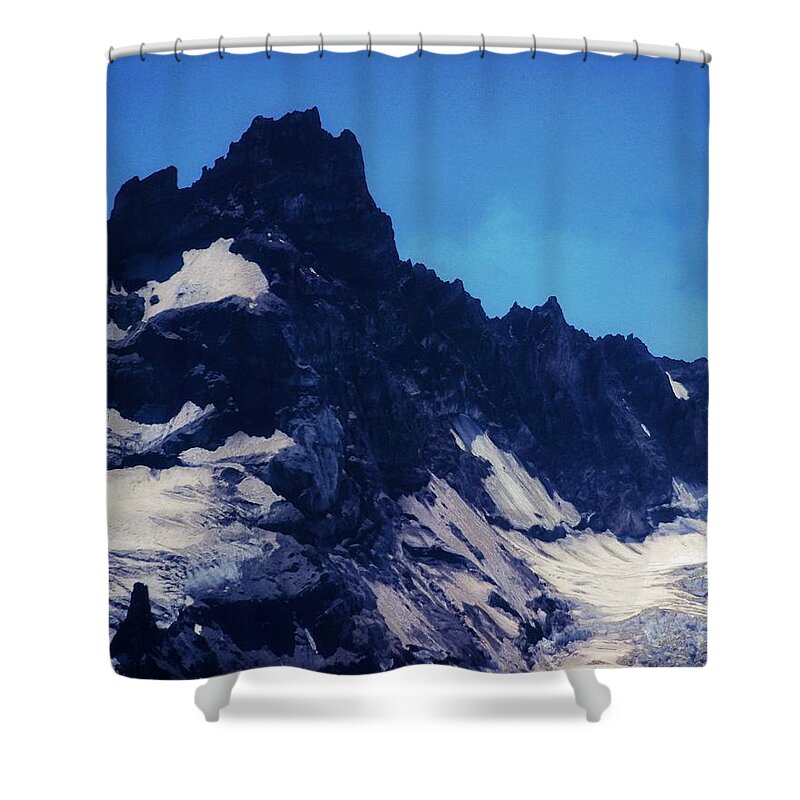 Mt. Ranier Shower Curtain featuring the photograph Screaming Yeti by Timothy Bulone
