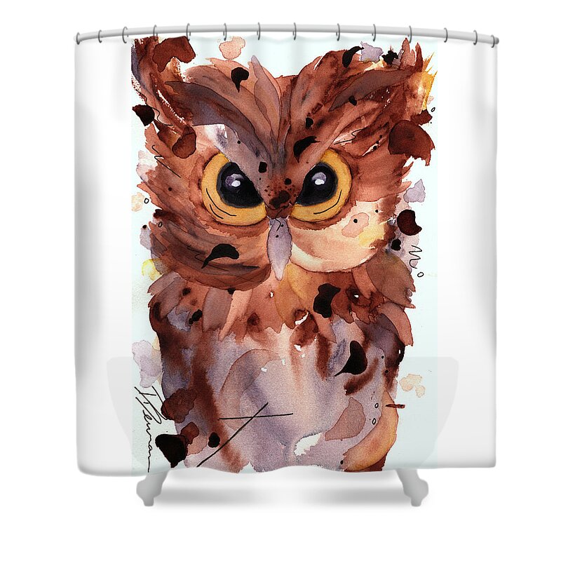 Owl Shower Curtain featuring the painting Screech Owl by Dawn Derman