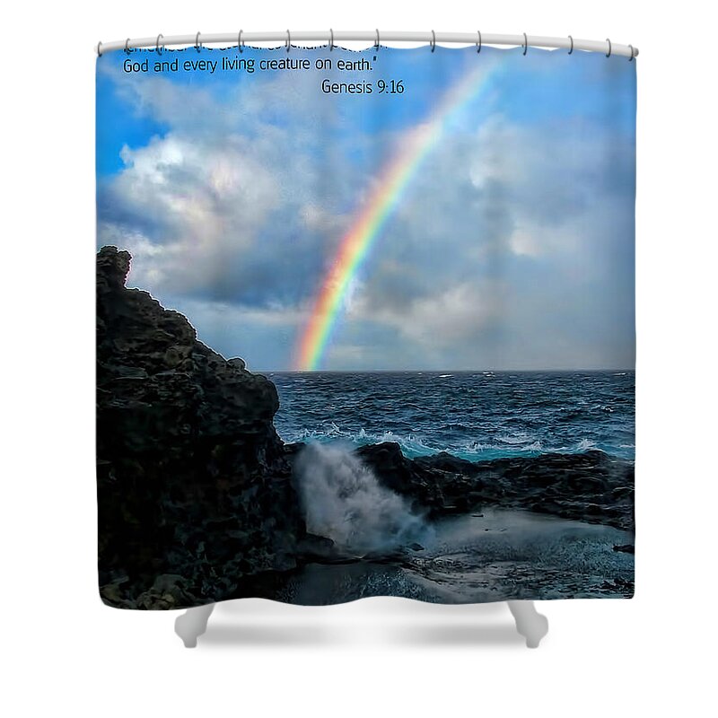 Scripture And Picture Genesis 9:16 Shower Curtain featuring the photograph Scripture and Picture Genesis 9 16 by Ken Smith