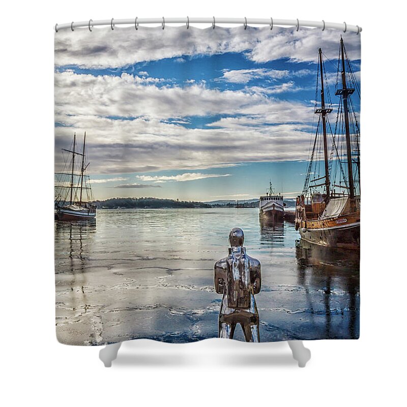 Norway Shower Curtain featuring the photograph Scuba Man 7943 by Karen Celella