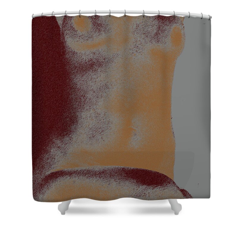 Female Shower Curtain featuring the mixed media Sculpted Nude by Claudia Goodell