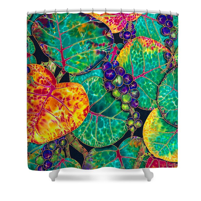 Jean-baptiste Design Shower Curtain featuring the painting Sea Grapes by Daniel Jean-Baptiste