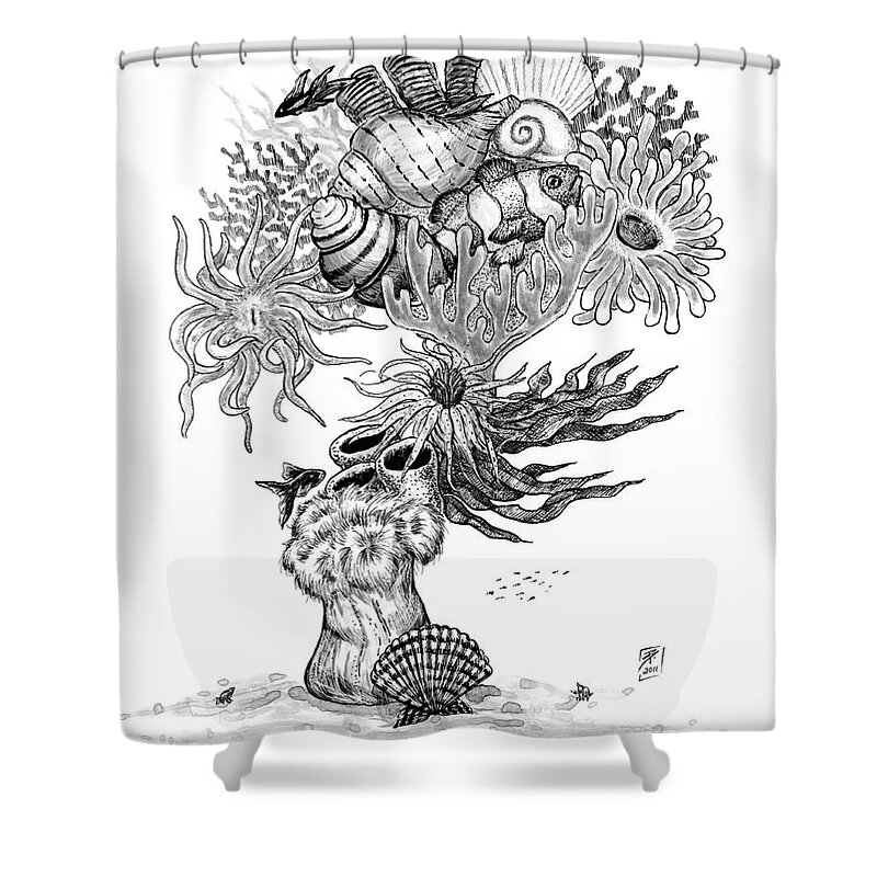 Sea Shower Curtain featuring the painting Sea Life Tree by Brandy Woods