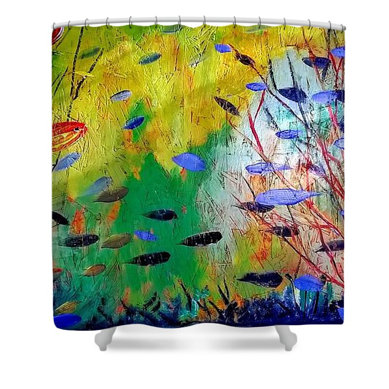 Sea Shower Curtain featuring the painting Sea Life by James and Donna Daugherty