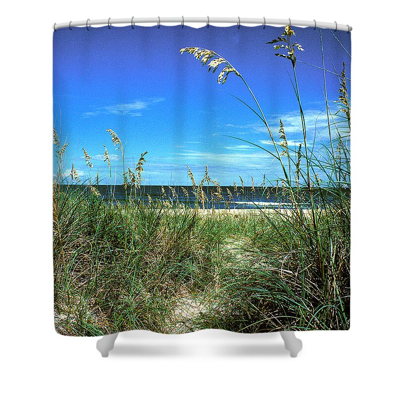 Ocean Shower Curtain featuring the photograph Sea Oat Dunes 11D by Gerry Gantt