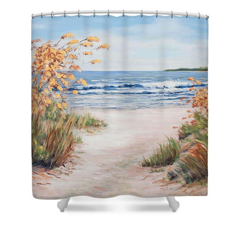 Ocean Shower Curtain featuring the painting Sea Oats and Sunshine by Glenda Cason