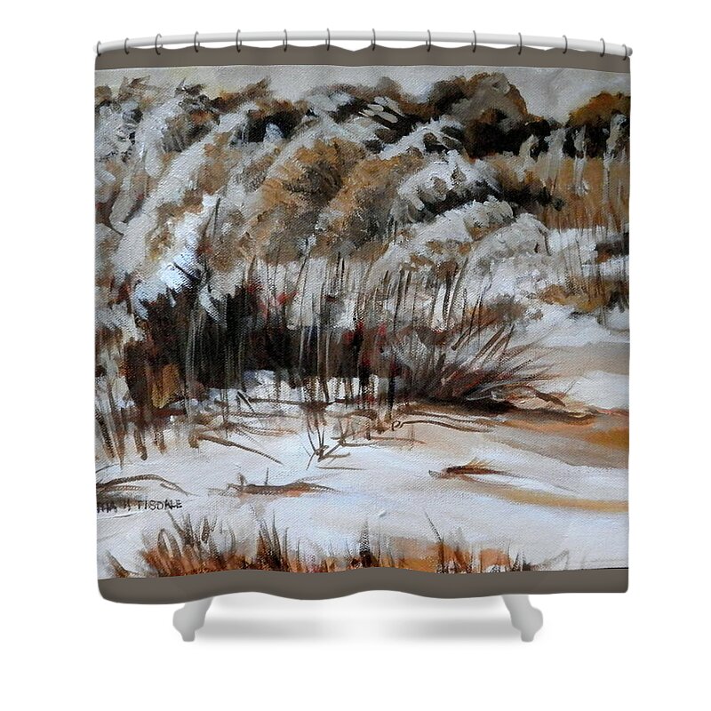 Landscape Shower Curtain featuring the painting Sea Oats in Yellow Tones by Martha Tisdale