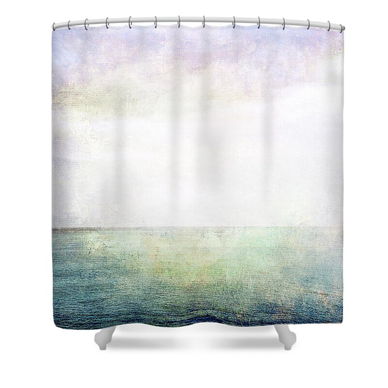 Sea Shower Curtain featuring the photograph Sea, sky and light grunge image by GoodMood Art