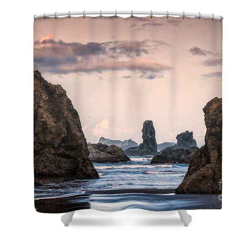 Alandersen.com Shower Curtain featuring the photograph Sea Stacks At Bandon by Al Andersen