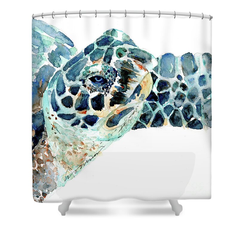 Sea Turtle Shower Curtain featuring the painting Sea Turtle 16 by Claudia Hafner
