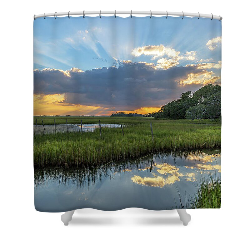 Seabrook Island Shower Curtain featuring the photograph Seabrook Island Sunrays by Donnie Whitaker