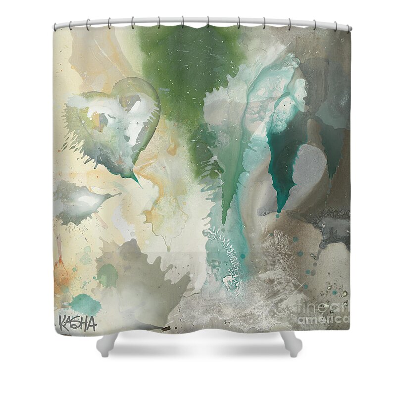 Minty Shower Curtain featuring the painting Seafoam by Kasha Ritter