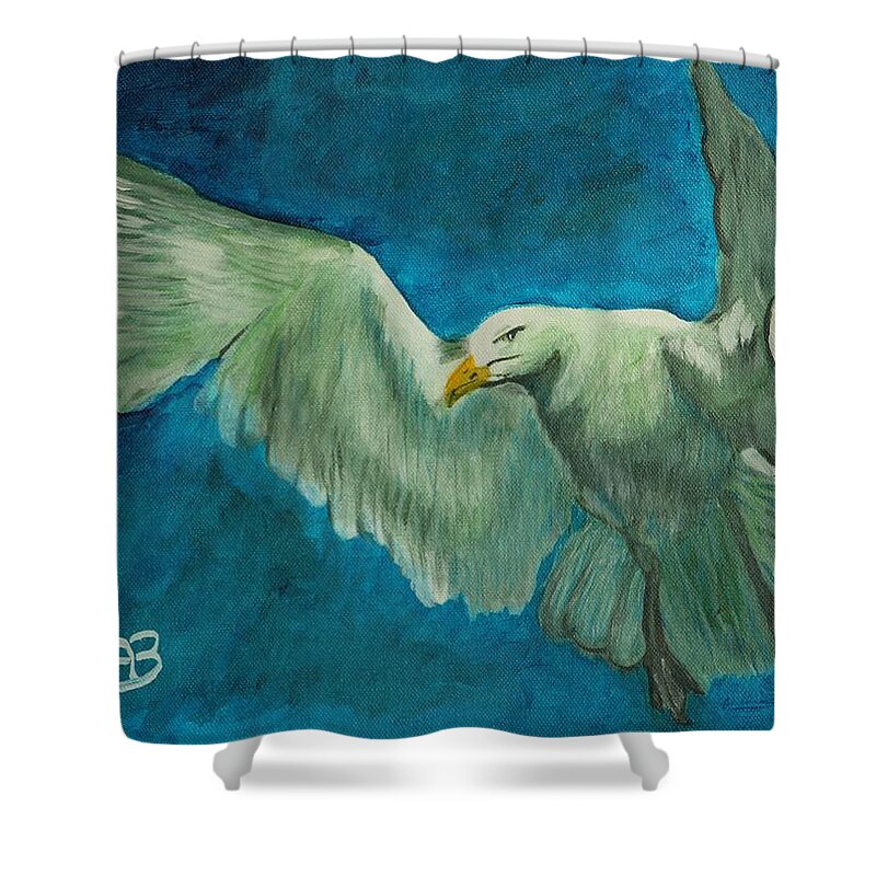 Bird Shower Curtain featuring the painting SeaGull by David Bigelow