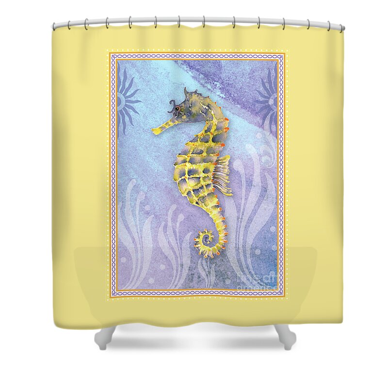 Watercolor Seahorse Shower Curtain featuring the painting Seahorse Blue by Amy Kirkpatrick