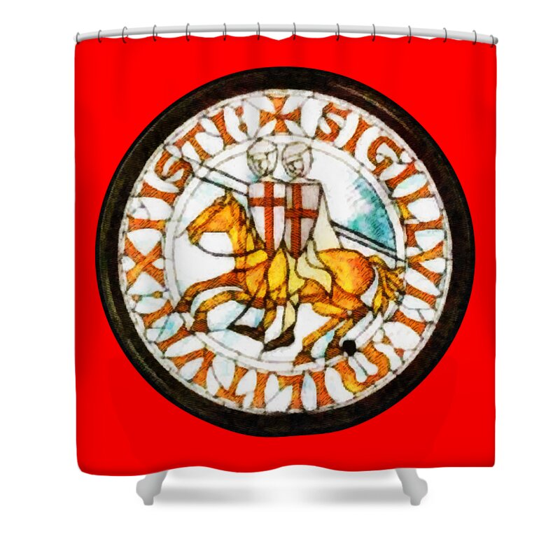 Freemason Shower Curtain featuring the painting Seal of the Knights Templar by Esoterica Art Agency