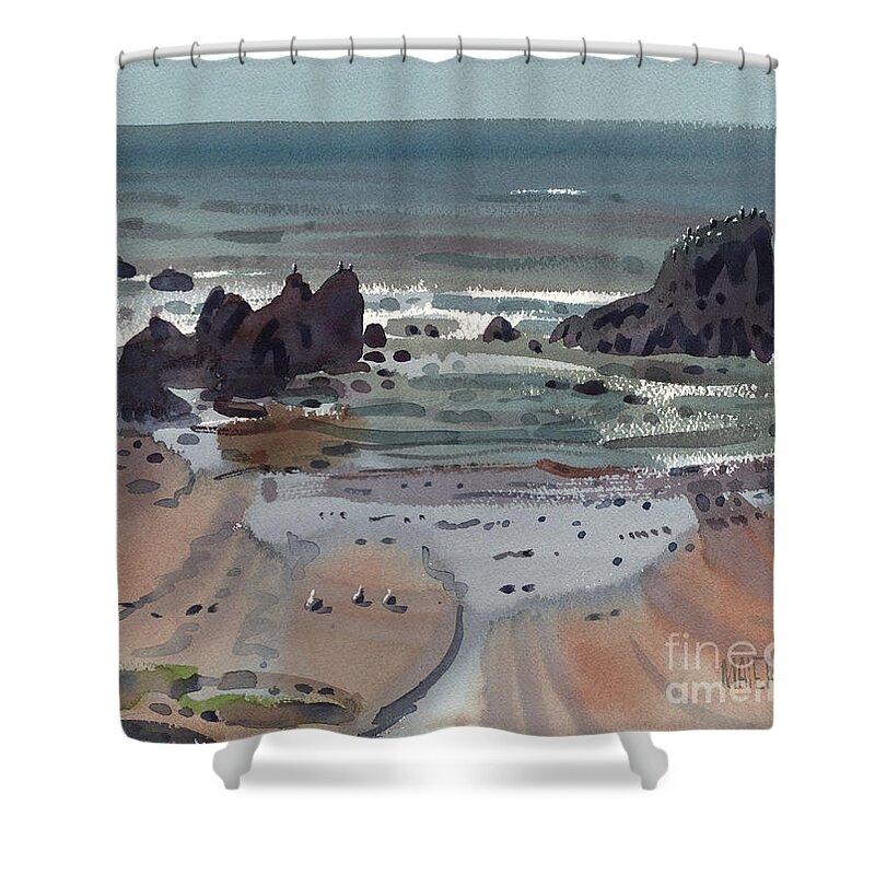 Seal Rock Shower Curtain featuring the painting Seal Rock Oregon by Donald Maier