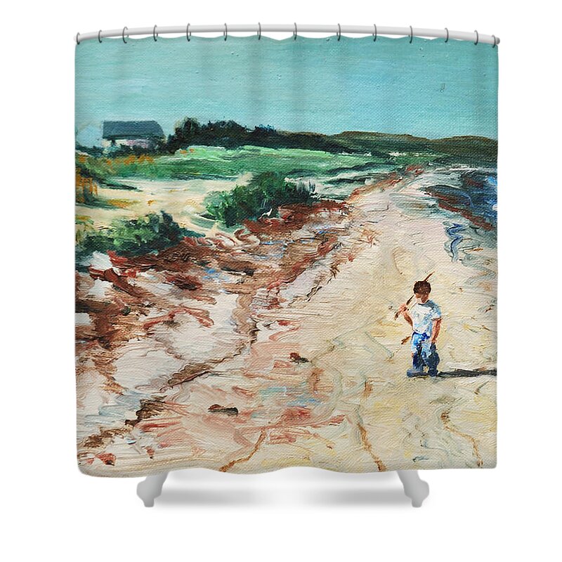 Beach Shower Curtain featuring the painting Sean by Rick Nederlof