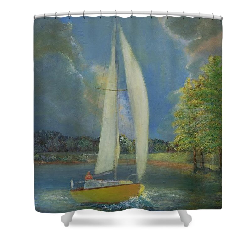 Oil Painting Shower Curtain featuring the painting Seas the Day by Susan Hensel