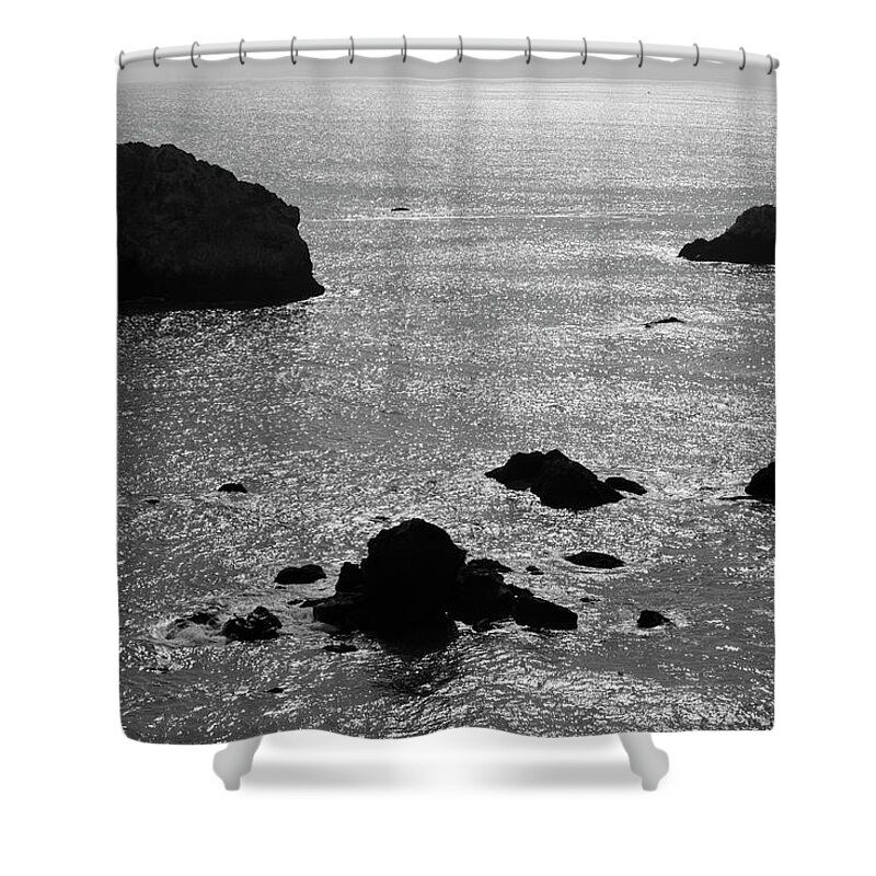 Jenner Shower Curtain featuring the photograph Seascape Jenner California II BW by David Gordon