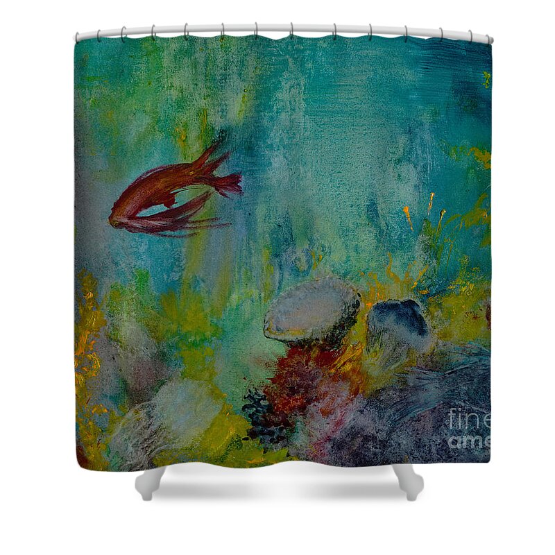 Fish Shower Curtain featuring the painting Seascape by Karen Fleschler