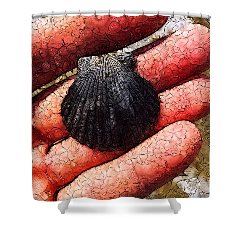 Abstract Shower Curtain featuring the digital art Seashells by the Seashore by Nick Heap