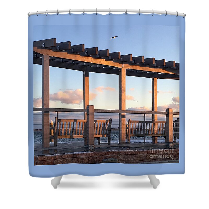 Beach Shower Curtain featuring the photograph Seaside Seating by CAC Graphics