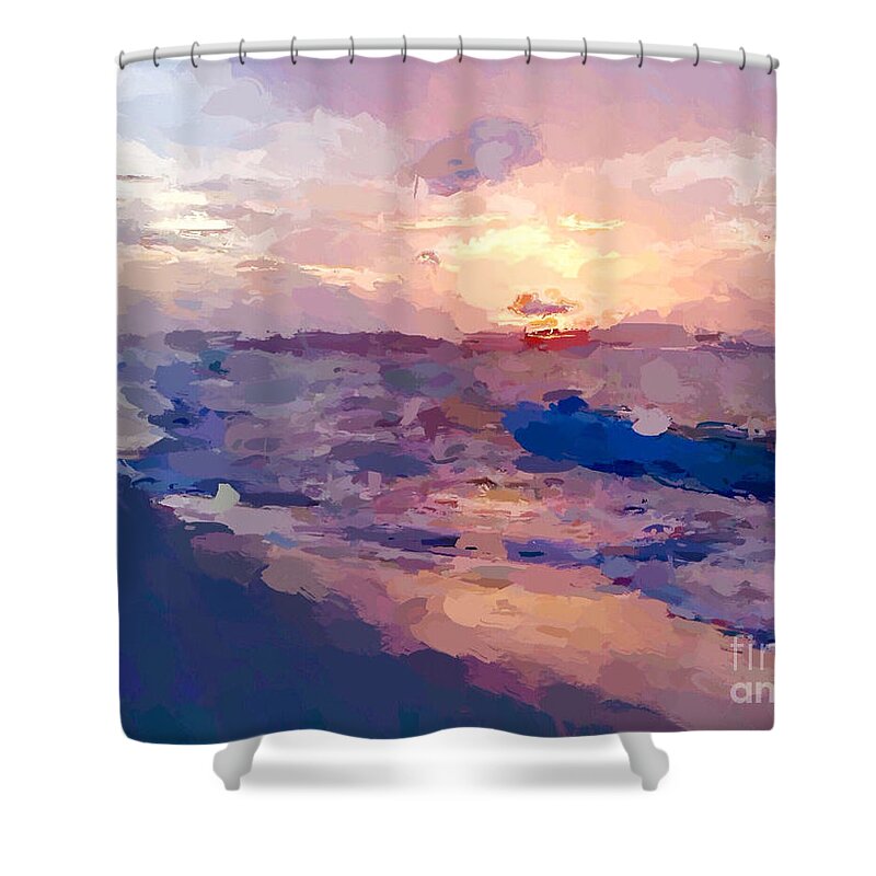 Anthony Fishbunre Shower Curtain featuring the mixed media Seaside Swirl by Anthony Fishburne