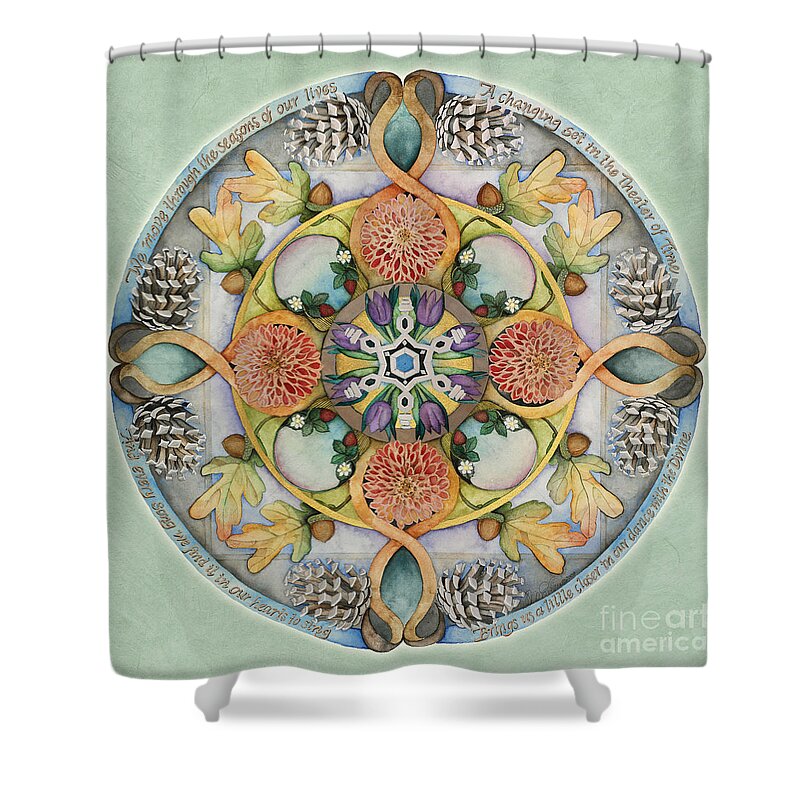 Mandala Shower Curtain featuring the painting Seasons Mandala by Jo Thomas Blaine