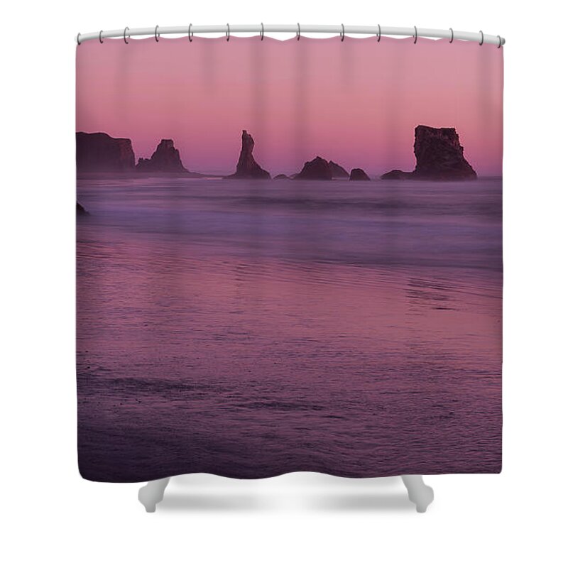 Bandon Shower Curtain featuring the photograph Seastacks at Bandon By The Sea by Brenda Jacobs
