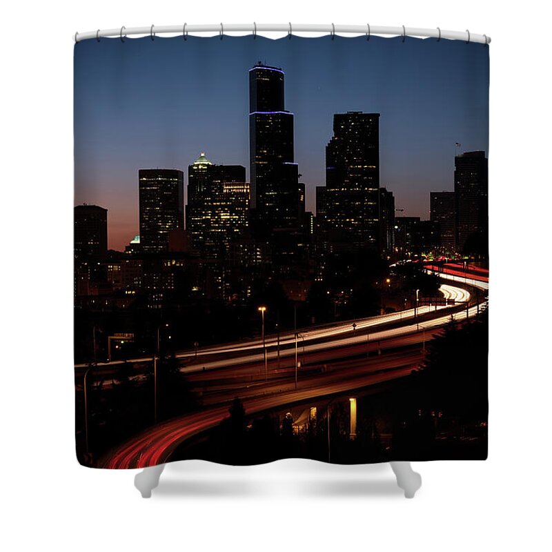 Seattle Washington Shower Curtain featuring the photograph Seattle at Dusk by Harold Coleman