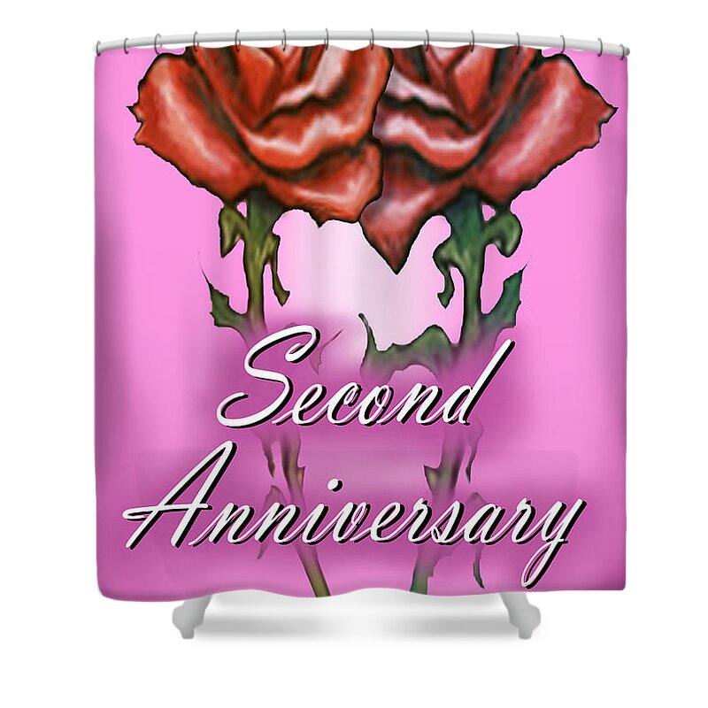 Second Shower Curtain featuring the greeting card Second Anniversary by Kevin Middleton