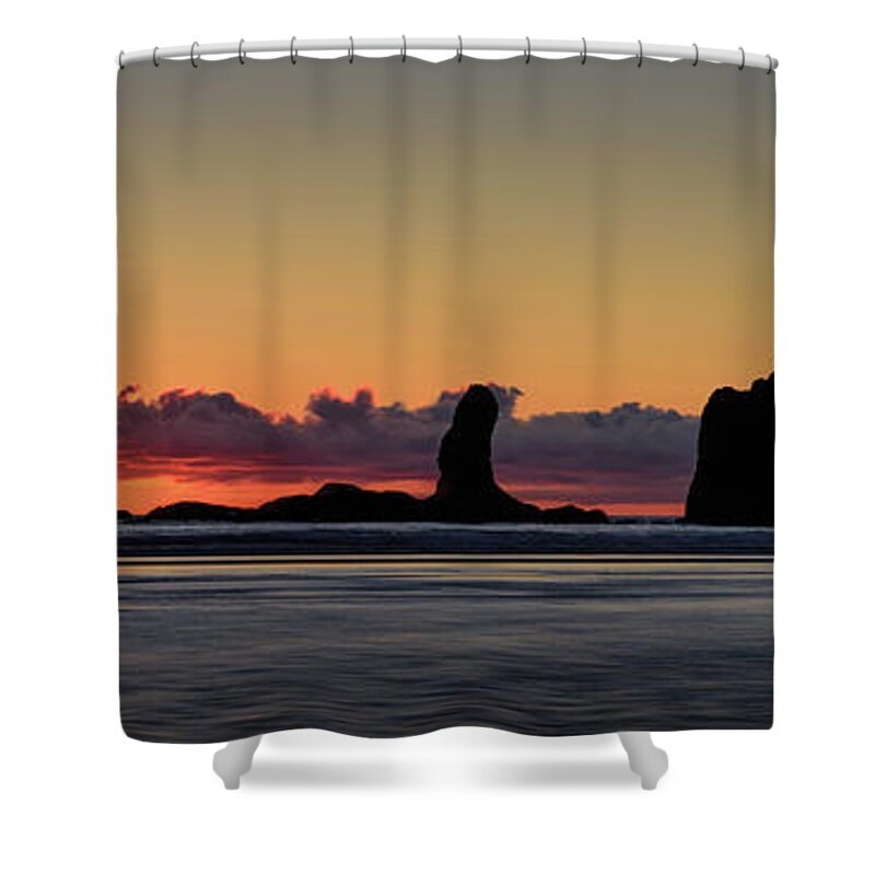 Second Beach Shower Curtain featuring the photograph Second Beach Silhouettes by Dan Mihai