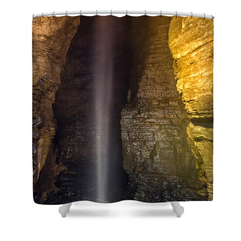 Secret Caverns Waterfall Shower Curtain featuring the photograph Secret Caverns Waterfall by Mark Papke
