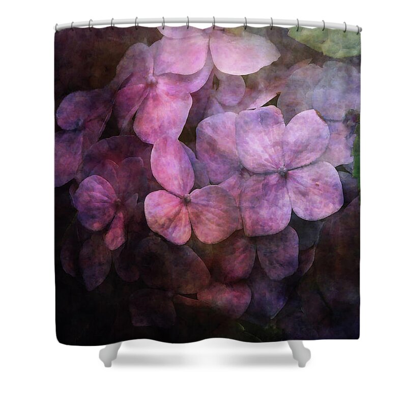 Impressionist Shower Curtain featuring the photograph Secret Hydrangea 1538 IDP_2 by Steven Ward