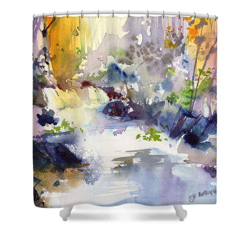 New England Scenes Shower Curtain featuring the painting Secret Falls by P Anthony Visco