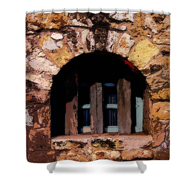 Window Shower Curtain featuring the photograph Secured--The Alamo by Susan Vineyard