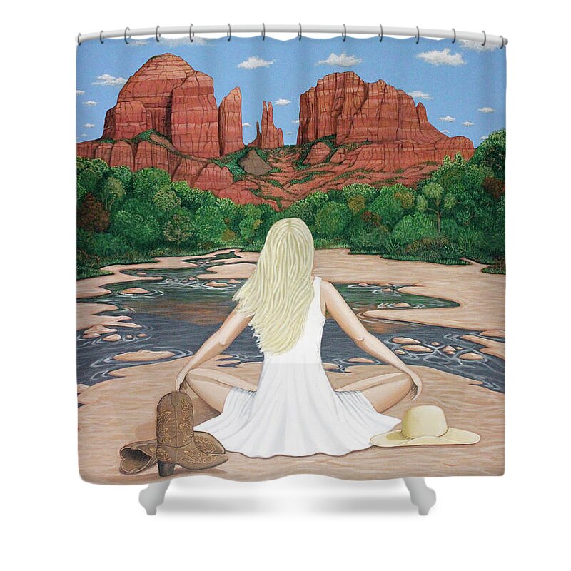 Sedona Shower Curtain featuring the painting Sedona Breeze by Lance Headlee
