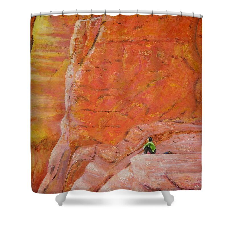 Art Shower Curtain featuring the painting Sedona Rocks by Shirley Wellstead