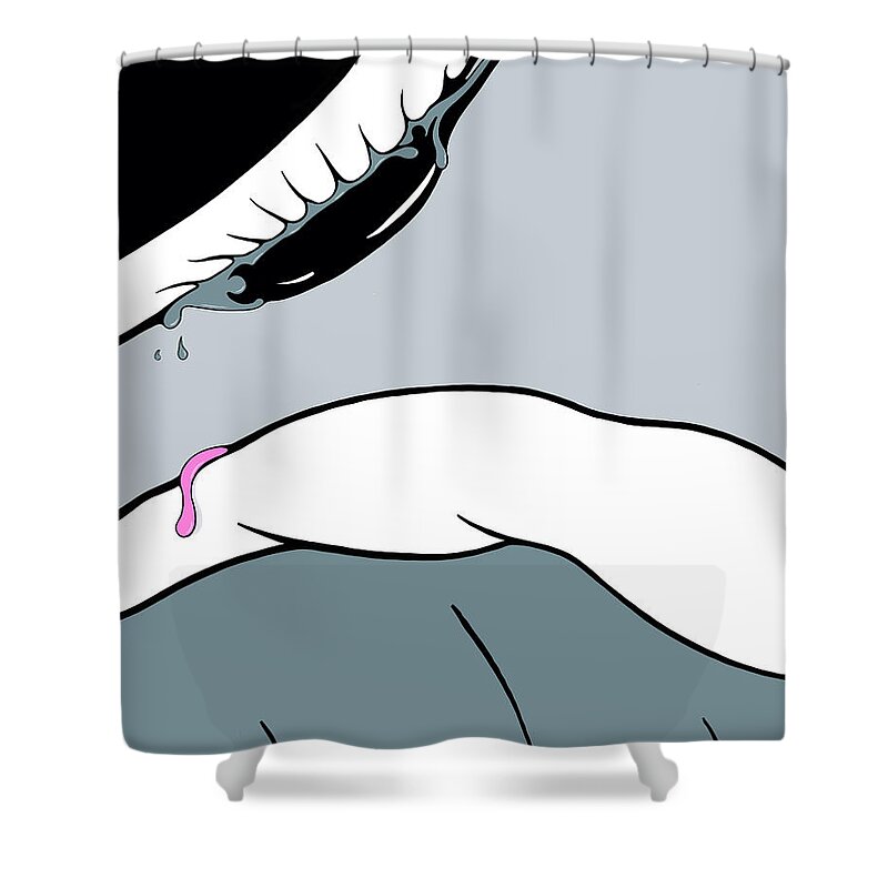 Climate Change Surrealism Vines Clouds Waves Ocean Arctic Eggs Oil Fossil Fuel People Love Grapevine Leaves Shower Curtain featuring the drawing See Level by Craig Tilley