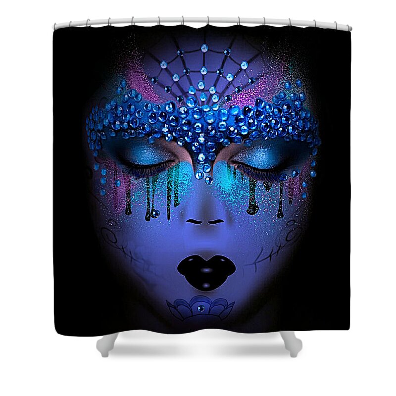  Shower Curtain featuring the digital art See No Evil, Hear no Evil, Speak no Evil by Artful Oasis